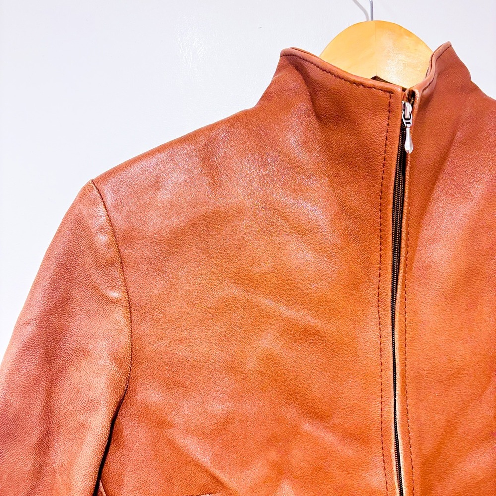 VERA PELLE Taupe leather jacket | Vintage minimalist | Small - Picture 2 of 14